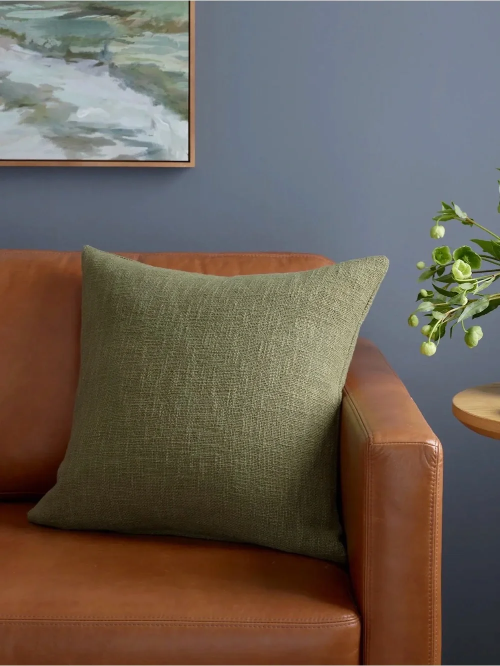 Quince Cotton Olive Textured Square Throw Pillows 20x20 - Retail $80